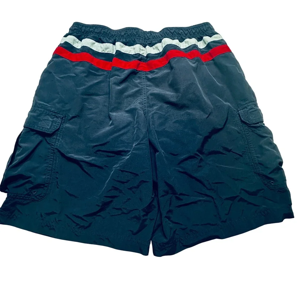 L.L. Bean Cargo Swim Trunks Quick Dry Striped Nylon Lined Shorts Men L 011G2 USA